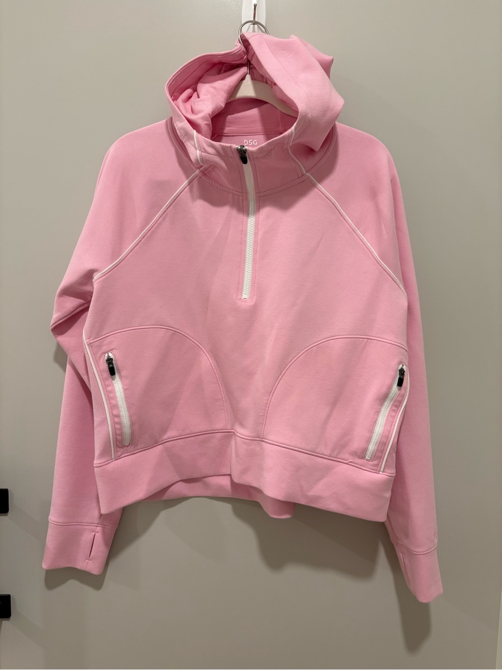 DSG Light Pink Half-Zip Hoodie with Zip Pockets